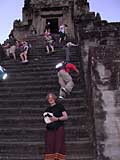 Coming down the steps from the top level (the monks run down these)