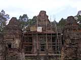 The front row of three brick towers