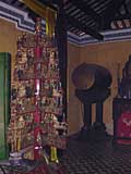 A sort of Buddhist Christmas tree, with a big drum in the corner