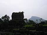 A temple with Cat's Tooth Mountain beyond