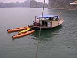 Some of our group go kayaking in Ha Long Bay
