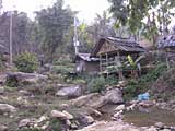 The stream behind the houses