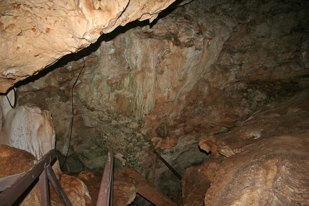 Looking down into the cave.