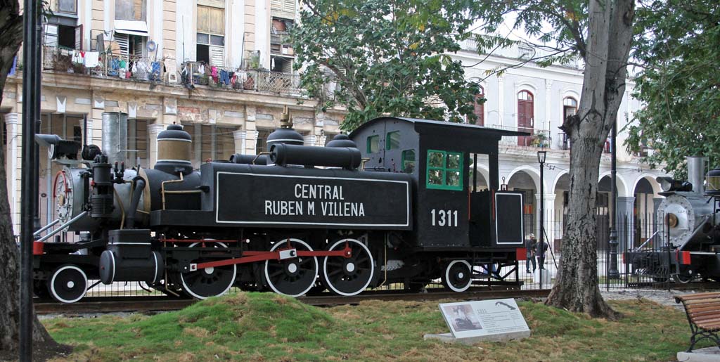 One of the vintage engines on display outside the station.