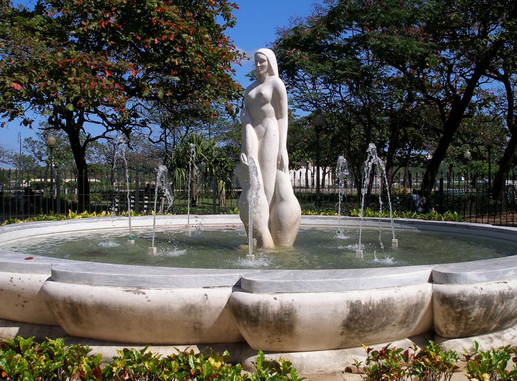 Fountains in a park.