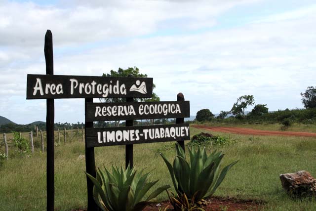 The sign at the entrance to the conservation area.