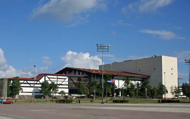 Across the Plaza to <em>Teatro Heredia.</em>