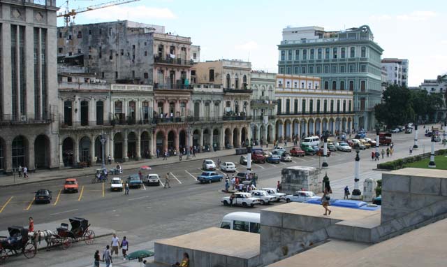 Looking across Prado from the steps of <em>El Capitolio.</em>