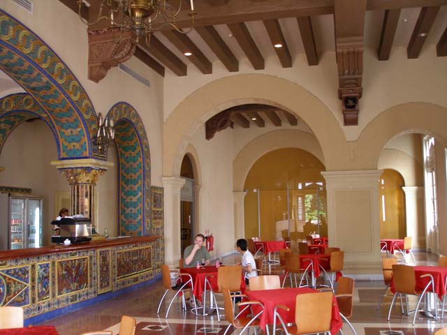 Looking through the café at the <em>Centro Asturiano</em>.